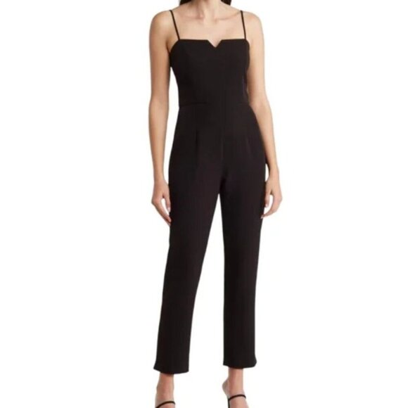 Julia Jordan NEW Black Jumpsuit Size 16 Spaghetti Strap Ankle Party Minimalist - Picture 1 of 11